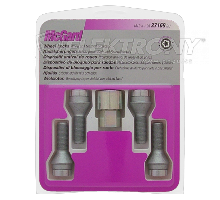 Dle rozměru McGard Šrouby bezpečnostní M12x1,25x30,5 27169 kužel